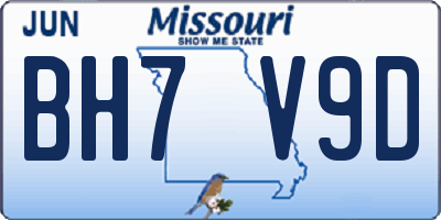 MO license plate BH7V9D