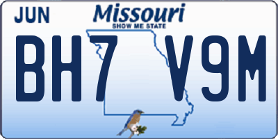 MO license plate BH7V9M