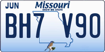 MO license plate BH7V9O