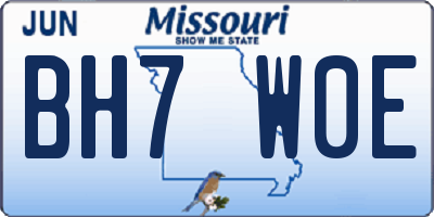 MO license plate BH7W0E