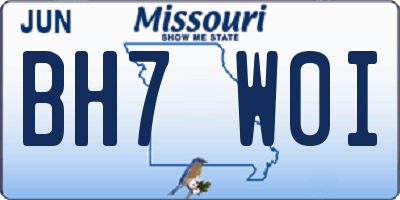 MO license plate BH7W0I