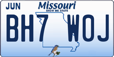 MO license plate BH7W0J