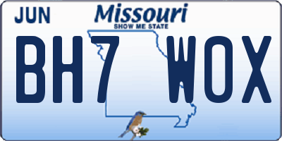 MO license plate BH7W0X