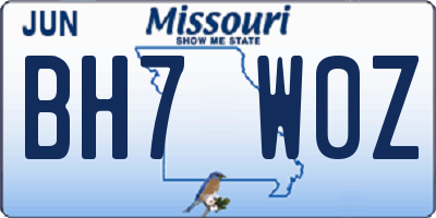 MO license plate BH7W0Z
