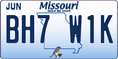 MO license plate BH7W1K