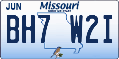 MO license plate BH7W2I