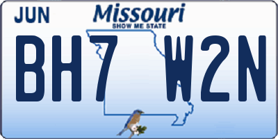 MO license plate BH7W2N