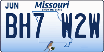 MO license plate BH7W2W