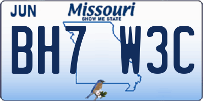 MO license plate BH7W3C