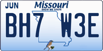 MO license plate BH7W3E