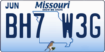 MO license plate BH7W3G