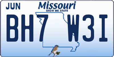 MO license plate BH7W3I