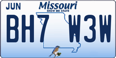 MO license plate BH7W3W