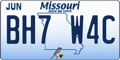 MO license plate BH7W4C