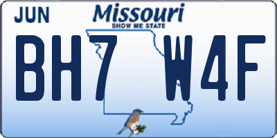 MO license plate BH7W4F