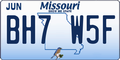 MO license plate BH7W5F