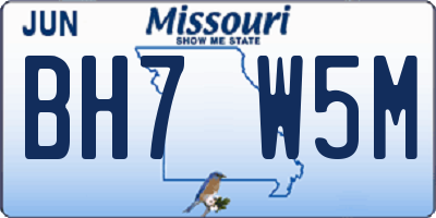 MO license plate BH7W5M