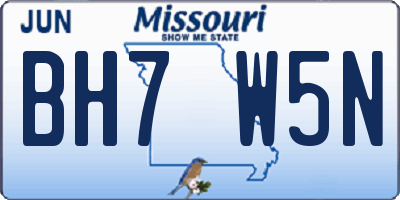 MO license plate BH7W5N