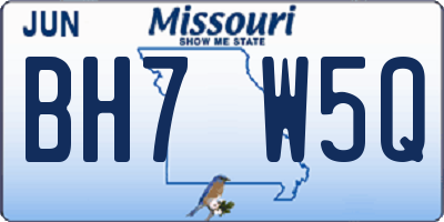 MO license plate BH7W5Q