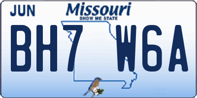 MO license plate BH7W6A