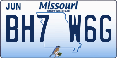 MO license plate BH7W6G