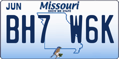 MO license plate BH7W6K