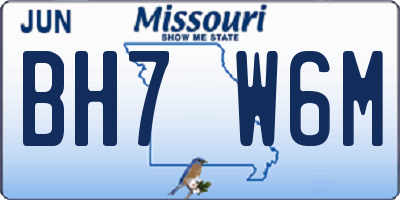 MO license plate BH7W6M