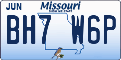 MO license plate BH7W6P