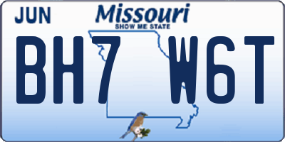 MO license plate BH7W6T
