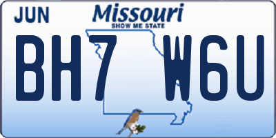 MO license plate BH7W6U