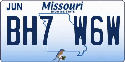 MO license plate BH7W6W
