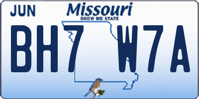 MO license plate BH7W7A
