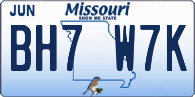 MO license plate BH7W7K