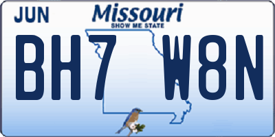 MO license plate BH7W8N