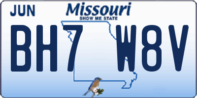 MO license plate BH7W8V