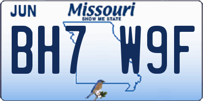 MO license plate BH7W9F