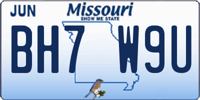 MO license plate BH7W9U