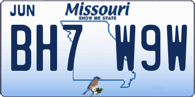 MO license plate BH7W9W