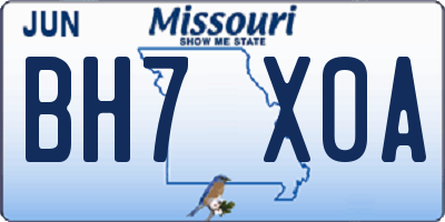 MO license plate BH7X0A