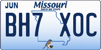 MO license plate BH7X0C