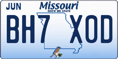 MO license plate BH7X0D