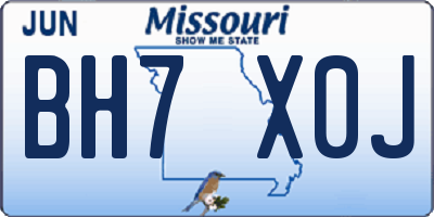 MO license plate BH7X0J
