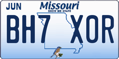 MO license plate BH7X0R