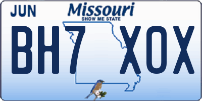 MO license plate BH7X0X