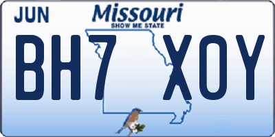 MO license plate BH7X0Y