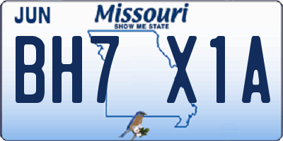 MO license plate BH7X1A