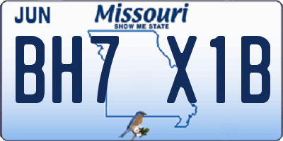 MO license plate BH7X1B