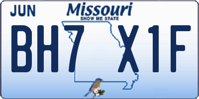 MO license plate BH7X1F