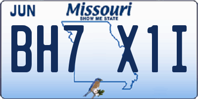 MO license plate BH7X1I
