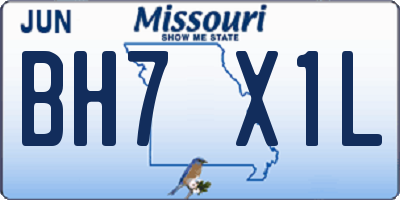 MO license plate BH7X1L
